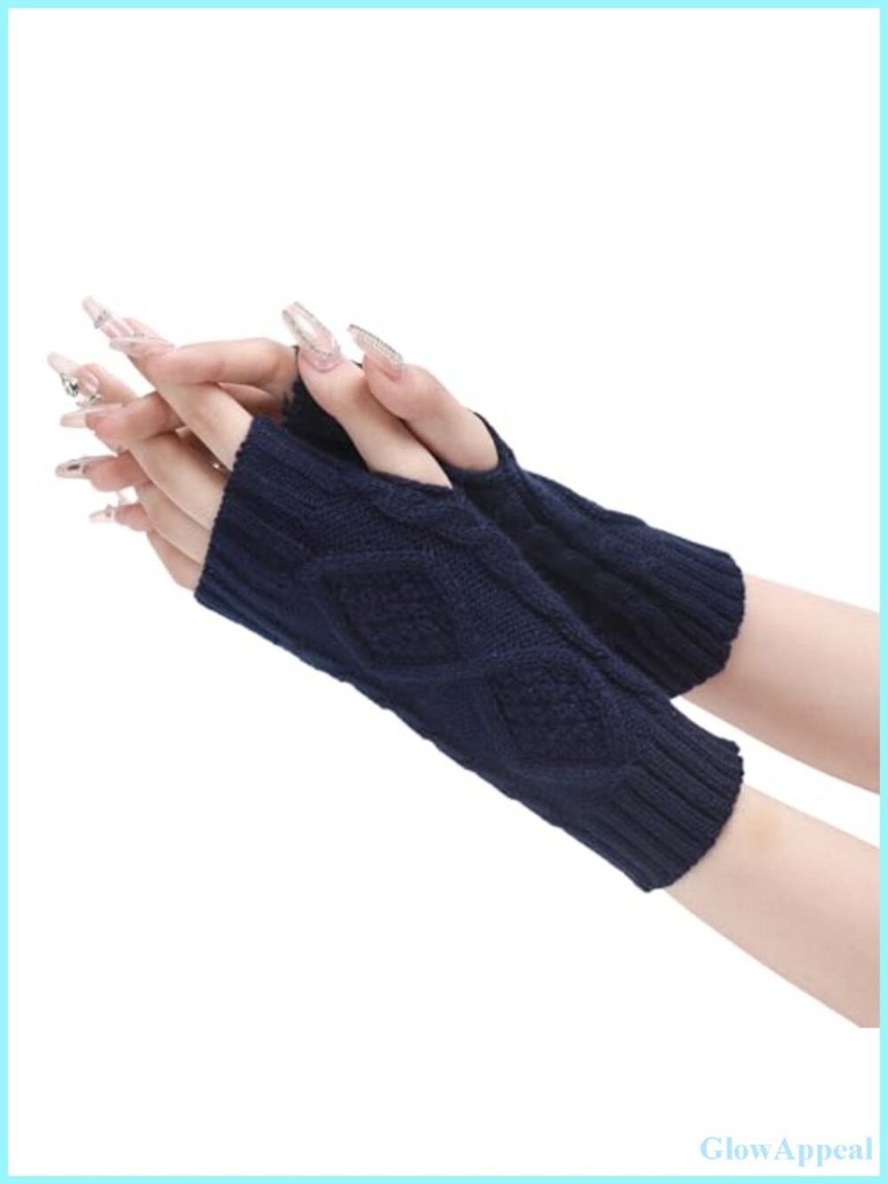 Women's Fingerless Knit Arm Warmers with Thumb Hole - Winter Gloves